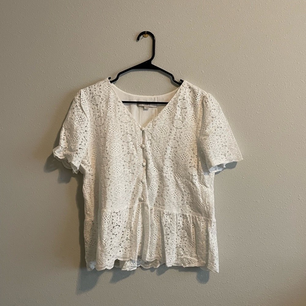 LOFT White Lace Blouse “Size L”